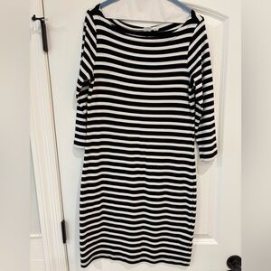 Gap knit black and white striped dress